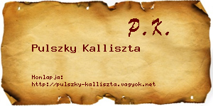 Pulszky Kalliszta névjegykártya